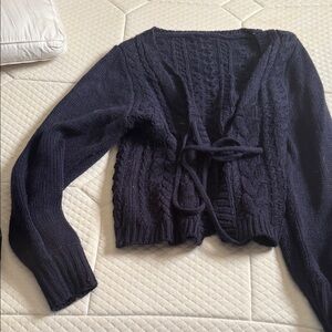 Women's Navy Cable Knit Sweater